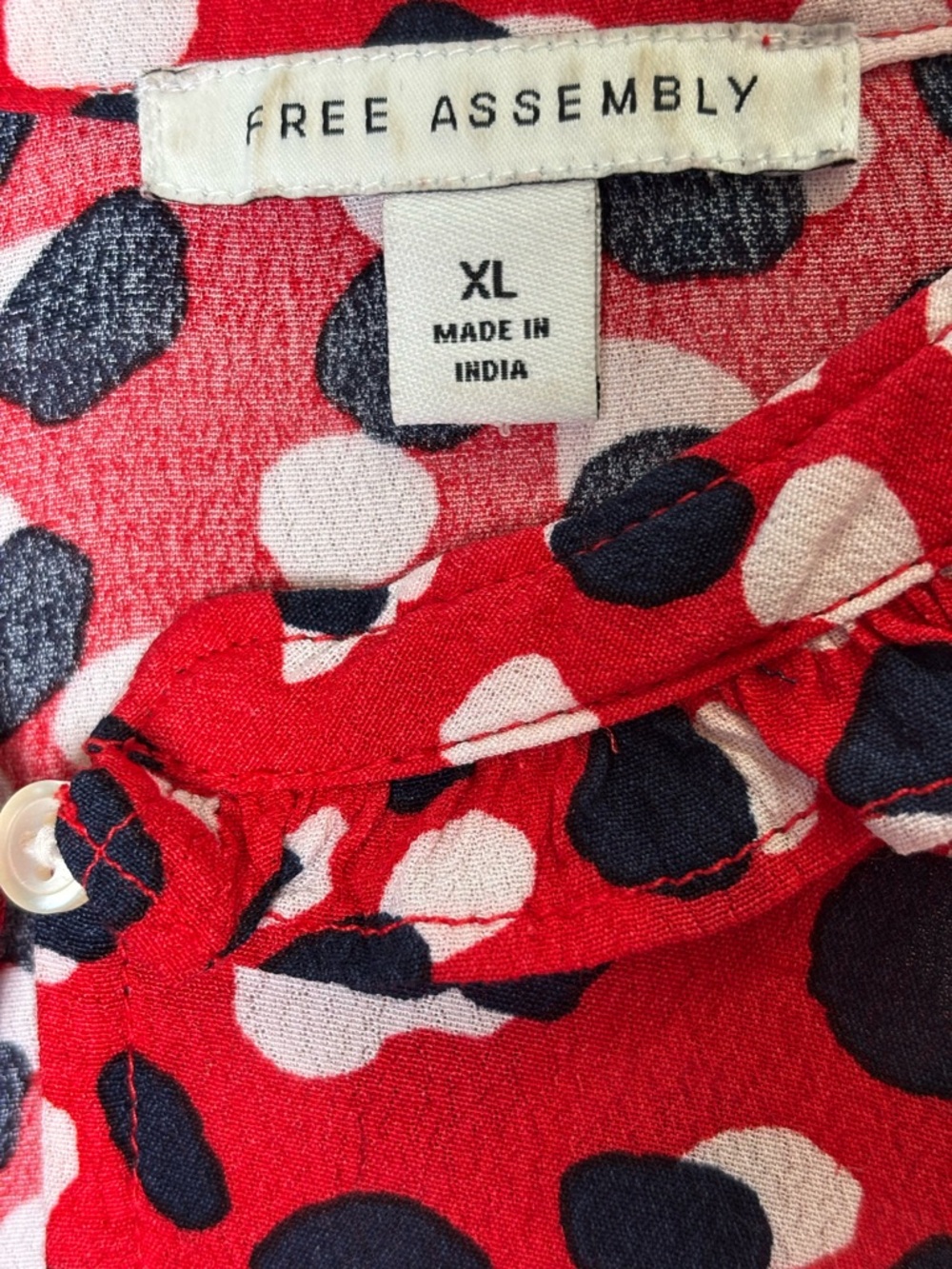 Free Assembly Red, White, Blue Printed Ruffle-Hem Dress w/Pockets Women’s XL - Picture 5 of 8